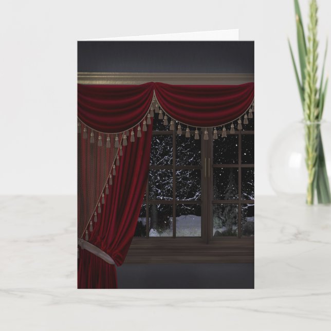 Gothic Holiday: Winter Landscape Window Holiday Card (Front)