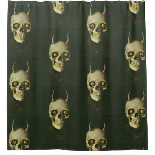 Gothic Horned Skull Bath Curtain