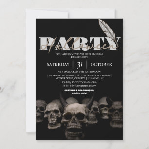 Gothic Horned Skull Dark Halloween Party  Invitation