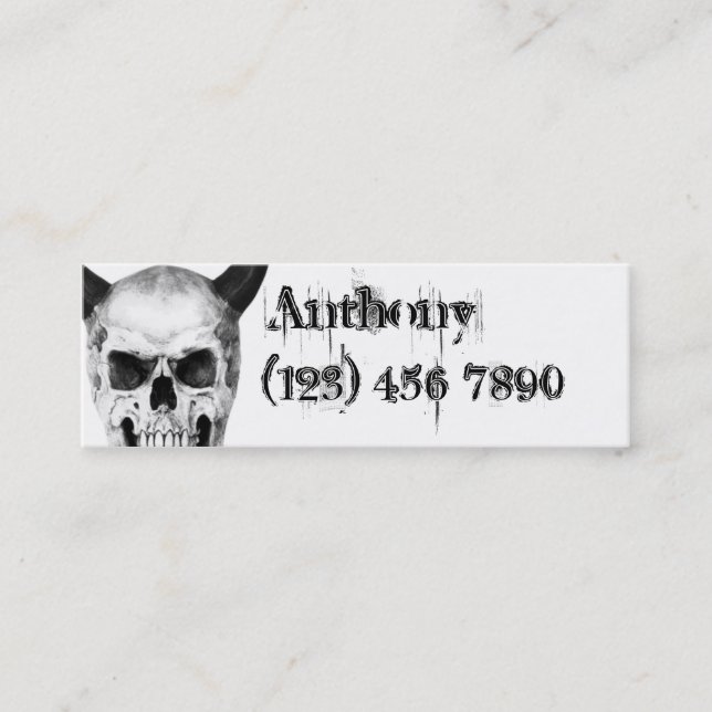 Gothic Horned Skull Skinny Profile Card (Front)