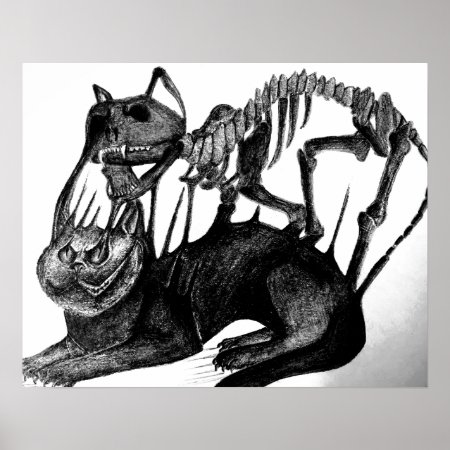 Gothic Horror Art - Cat Skeleton Poster