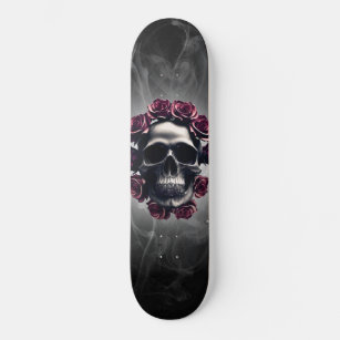 Gothic Horror Dark Skull and Roses Skateboard