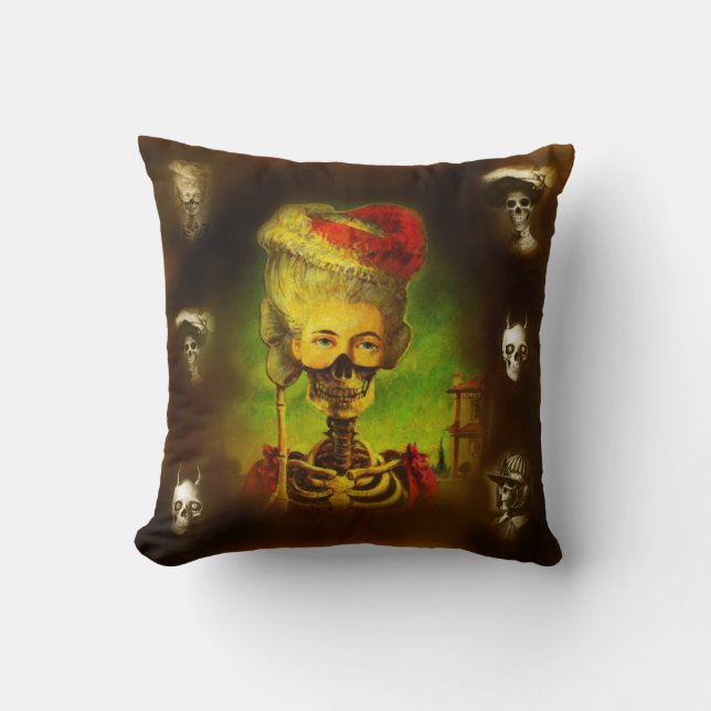 Gothic Horror Skeleton Throw Pillow (Front)