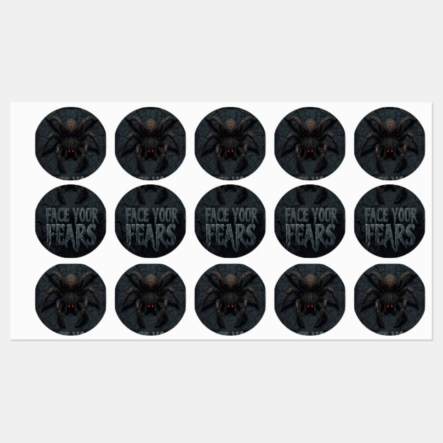 Gothic Horror Spider – Creepy Face Your Fears Labels (Sheet)