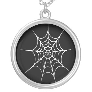 Gothic Horror Spider Web Sterling Silver Necklace