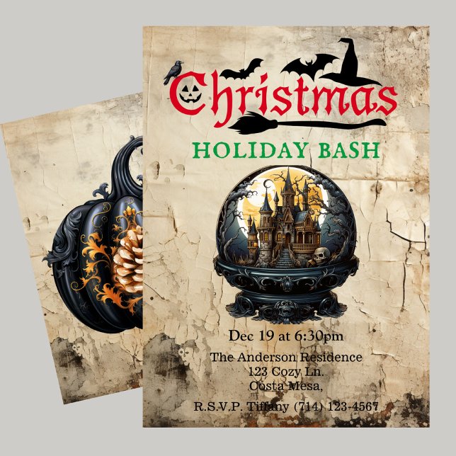 Gothic House Halloween Christmas Holiday Bash Invitation (Creator Uploaded)