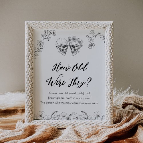 Gothic How Old Were They Bridal Shower Game Poster