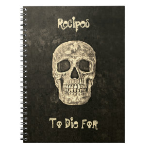 Gothic Human Skull Black Beige Recipes To Die For Notebook