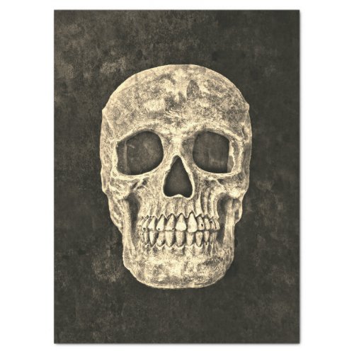 Gothic Human Skull Black Beige Texture Tissue Paper