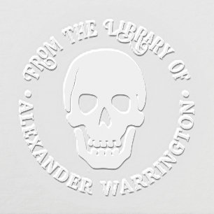 Gothic Human Skull “from the library of” Book Name Embosser