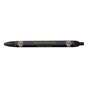 Gothic Human Skull Head Brown Green Tattoo Shop Pen
