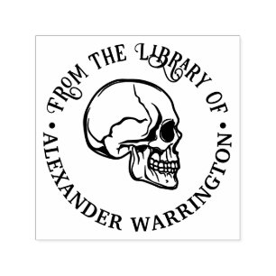 Gothic Human Skull Side View Rnd Library Book Name Self-inking Stamp