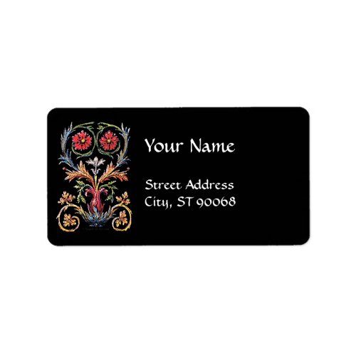 Gothic Illuminated Floral Art Address Label