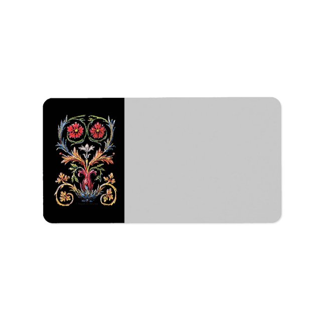 Gothic Illuminated Floral Art Blank Label (Front)
