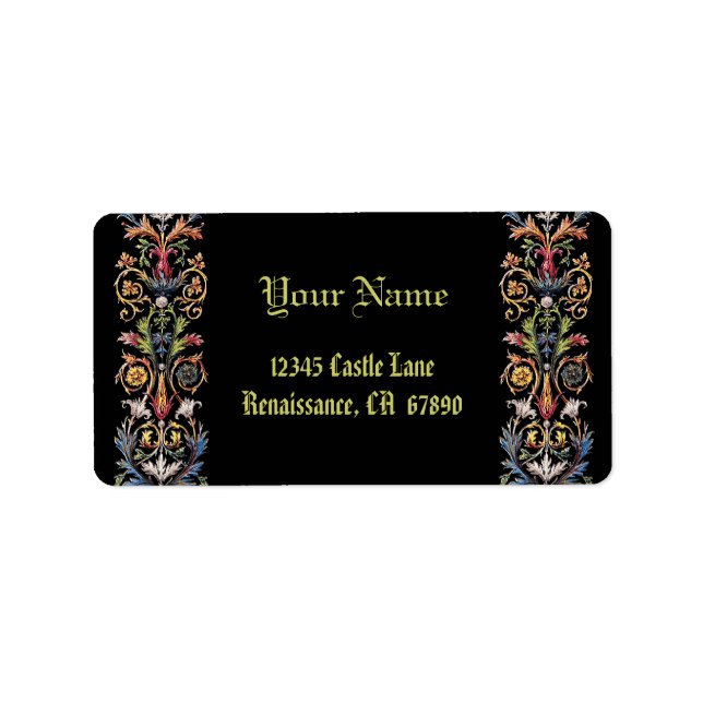 Gothic Illuminated Floral Medieval Art Label (Front)