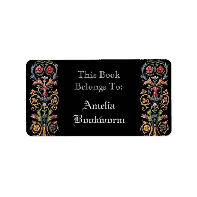 Gothic Illuminated Manuscript Art Custom Bookplate (Front)