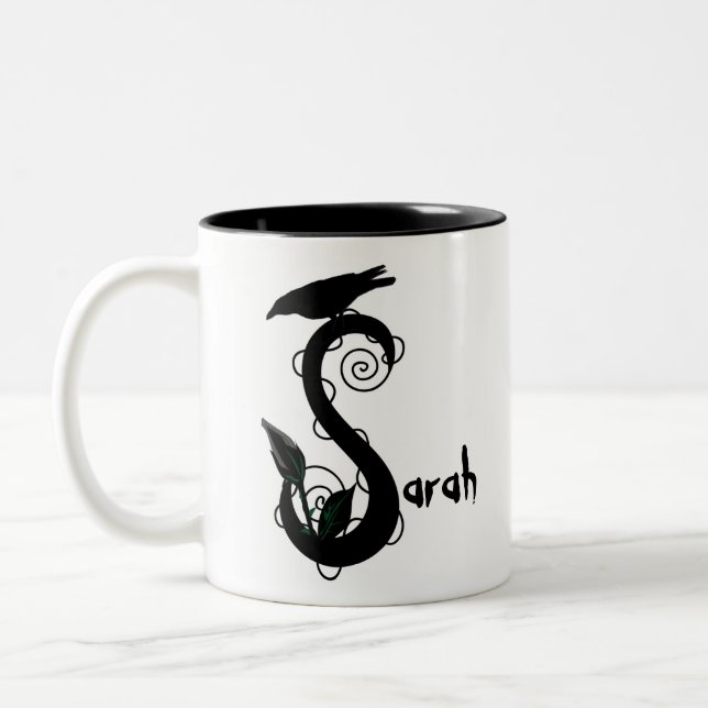 'Gothic Initial S' Two-Tone Coffee Mug (Left)