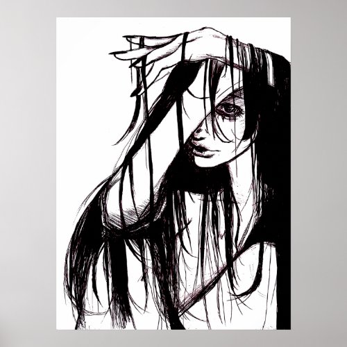 Gothic Ink Poster Dark Illustration Horror Art
