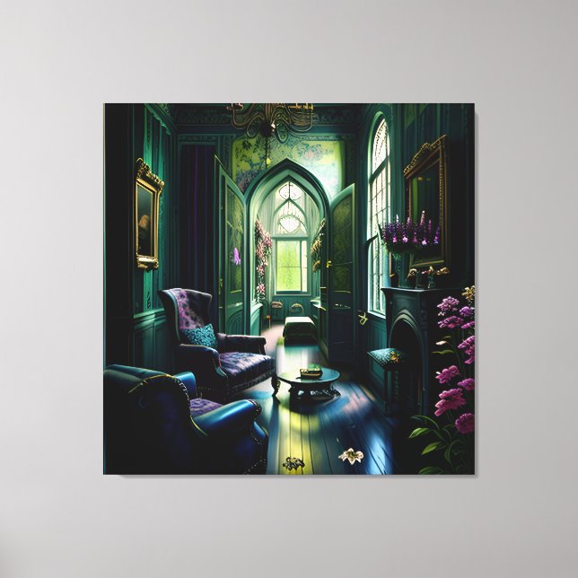 Gothic Inside Mansion Surreal Flower 1 Canvas Print (Front)