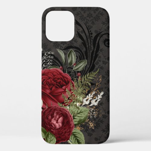 Gothic Inspired Red and Black Rose iPhone 12 Case