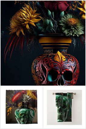 Gothic Inspired Skull & Flowers
