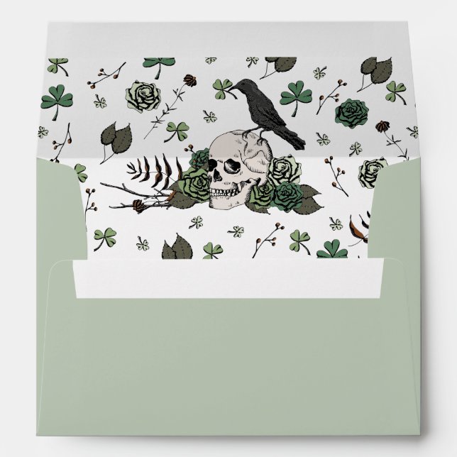Gothic Irish Green Floral Skulls St Patrick's Envelope (Back (Bottom))