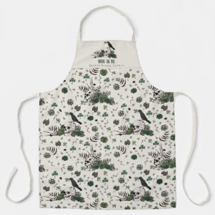Gothic Ivory Bride or Die Floral Skull Wedding Apron
