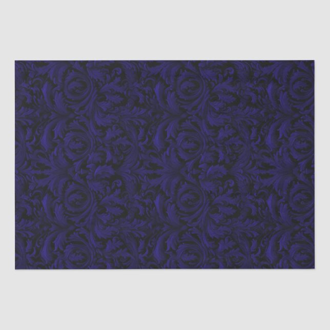 Gothic Jacquard Swirls Decoupage - Dark Purple Tissue Paper (Front)
