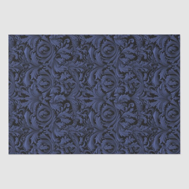 Gothic Jacquard Swirls Decoupage - Light Blue  Tissue Paper (Front)
