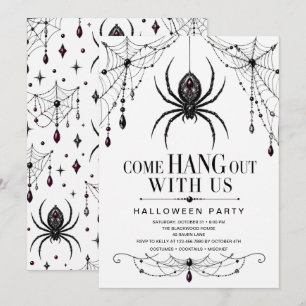 Gothic Jeweled Spider Halloween Party Invitation
