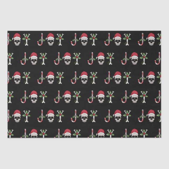 Gothic Joy Skull Christmas Holiday Tissue Paper (Front)