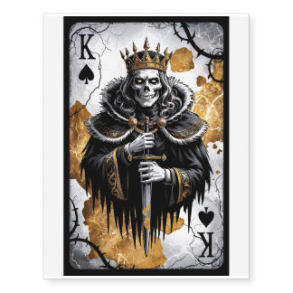 Gothic King of Spades Skull Art Temporary Tattoos