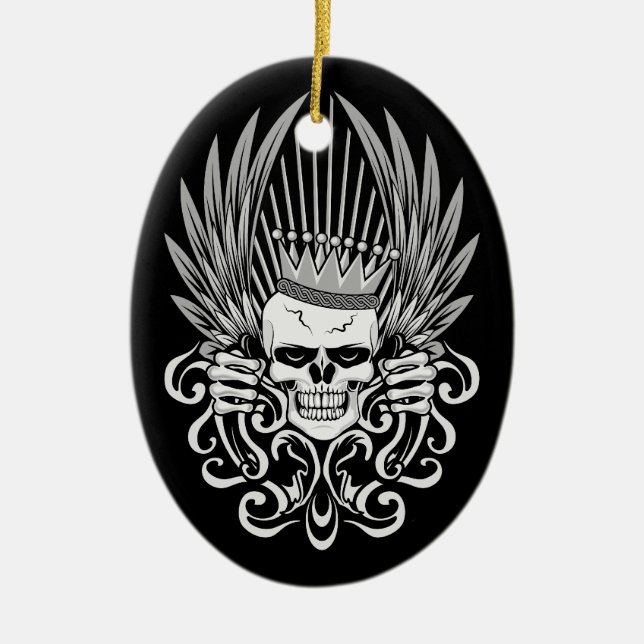 Gothic King Skull Ceramic Ornament (Front)