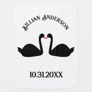 Gothic Kissing Black Swans Custom Baby Blanket