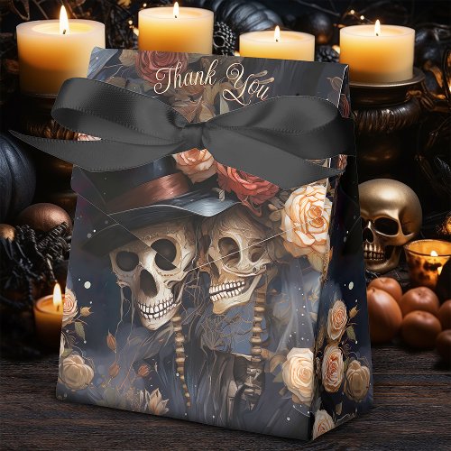 Gothic Kissing Skulls Romantic Skeleton Wedding Favor Boxes