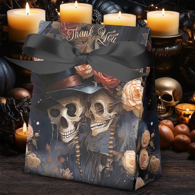 Gothic Kissing Skulls Romantic Skeleton Wedding Favor Boxes (Creator Uploaded)