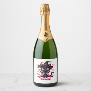 Gothic kitten in pink � sweet, but bewitched Overs Sparkling Wine Label
