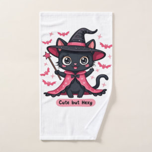 Gothic kitten in pink  sweet, but bewitched Oversi Hand Towel