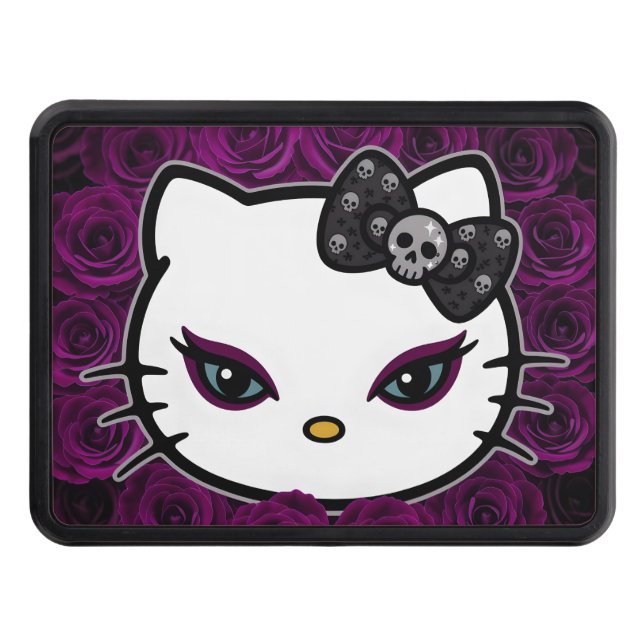 Gothic Kitty Skull Bow Hitch Cover (Front)
