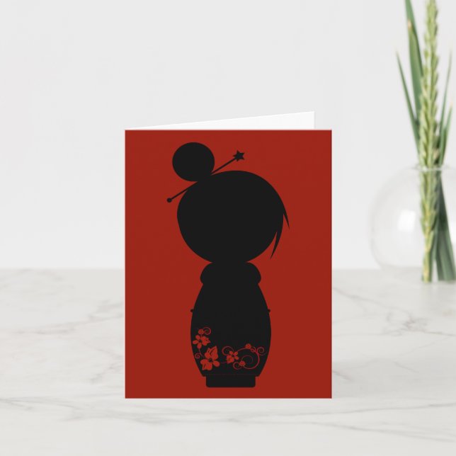 Gothic Kokeshi Silhouette Note Card (Front)