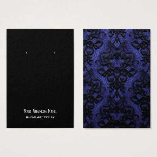 Gothic Lace Blue Black Earring Display Card