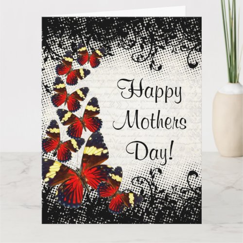 Gothic lace butterfly mothers day card