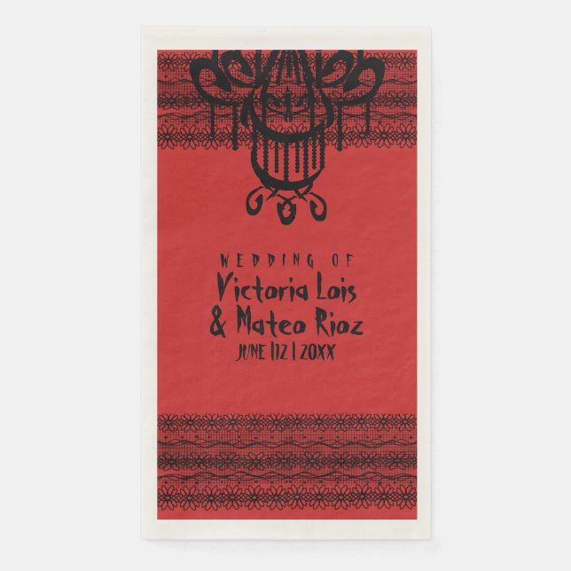 Gothic Lace Chandelier Red Black  Paper Guest Towels (Front)