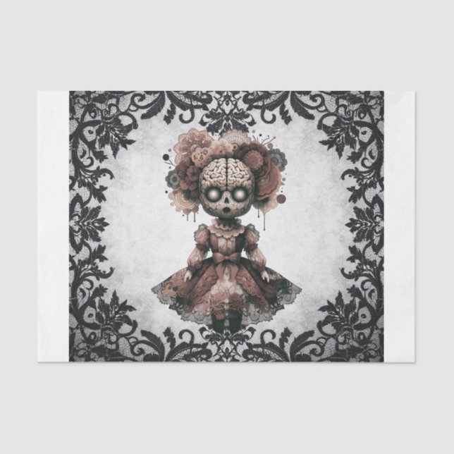Gothic Lace Doll Tissue Paper (Front)