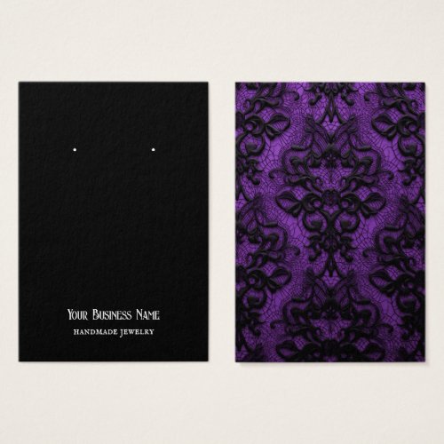 Gothic Lace Purple Black Earring Display Card