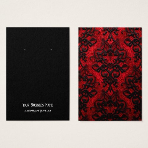 Gothic Lace Red Black Earring Display Card