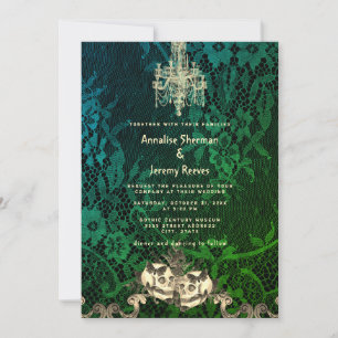 Gothic Lace Skeleton Halloween Wedding Invitation