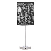 Gothic lace skull in black and white. table lamp (Back)