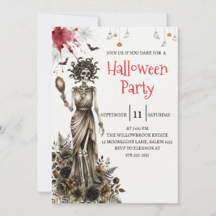 Gothic Lady Skeleton Halloween Party Invitation