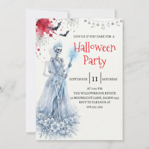 Gothic Lady Skeleton Halloween Party Invitation